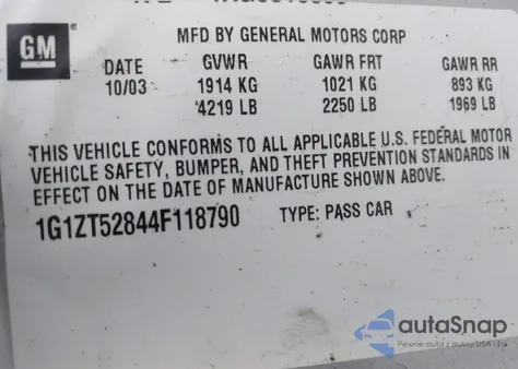 2004 Chevrolet Malibu Ls z USA, uszkodzony, nr VIN 1G1ZT52844F118790